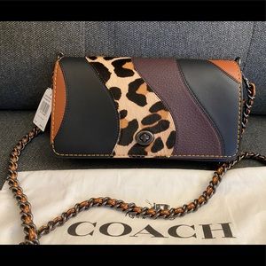 New! COACH Dinky Leopard Patchwork Crossbody bag